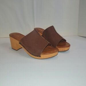 MIA Merel Brown Faux Wood Platform Slide Clog Sandals MH1674 Womens 10M